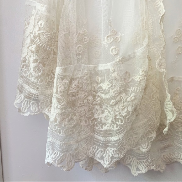 Boho chic beige embroidered cardigan XS-S - Picture 3 of 6